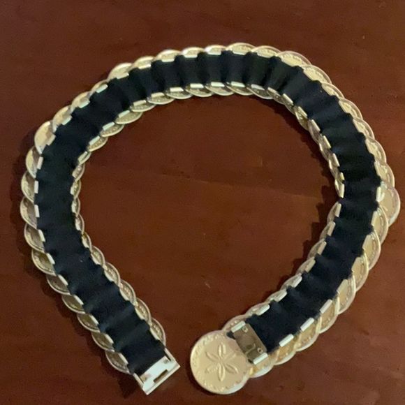 Vintage Gold Metal Disk Bohemian Stretch Belt Size S - L Floral Statemen… - Picture 7 of 8